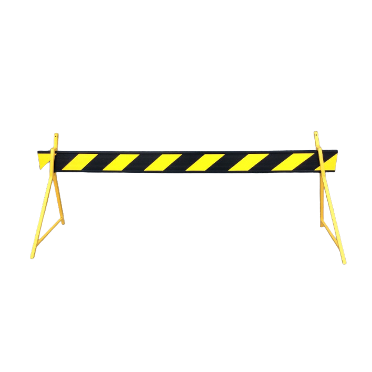 High-visibility barrier board with reflective panels for traffic control and site safety.