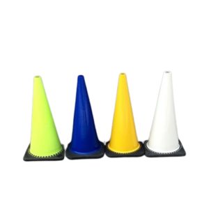 Bright coloured 70mm traffic cone with black base for road safety, construction, and event hazard marking.