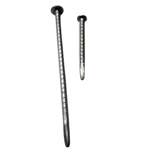 Durable metal ground spikes with pointed ends for secure post and barrier installation.