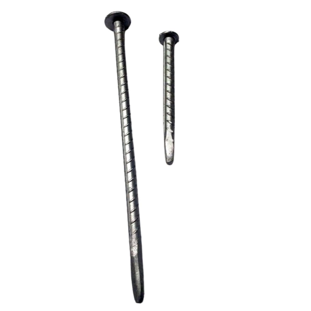 Durable metal ground spikes with pointed ends for secure post and barrier installation.