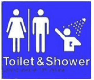 Unisex Toilet and Shower Braille Sign
