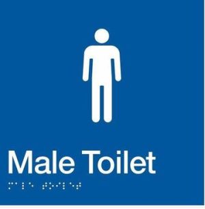 Male Toilet Braille Sign - Blue/Silver
