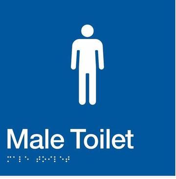 Male Toilet Braille Sign - Blue/Silver