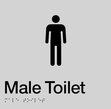 Male Toilet Braille Sign - Blue/Silver