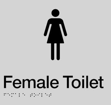 Female Toilet Braille Sign - Blue/Silver