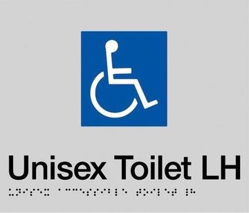 Unisex Toilet Braille Sign - Blue/Silver