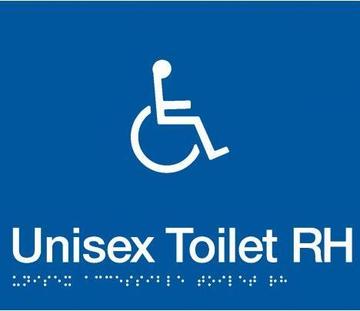 Unisex Toilet RH Braille Sign - Blue