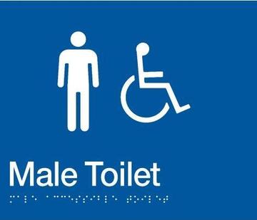 Male Toilet RH Braille Sign - Blue/Silver