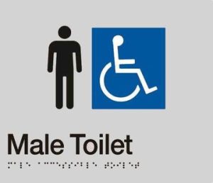 Male Toilet Braille Sign - Blue/Silver
