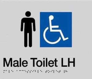 Male Toilet LH Braille Sign - Blue/Silver