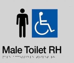 Male Toilet RH Braille Sign - Blue/Silver