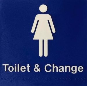 Toilet and Change Braille Sign - Blue/Silver