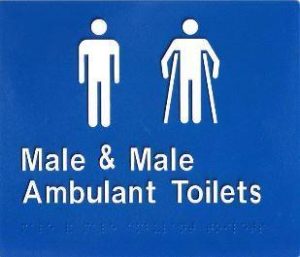 Male and Male Ambulant Toilets Braille Sign - Blue/Silver