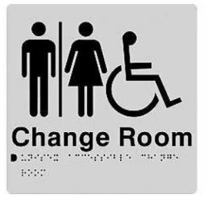 Change Room Braille Sign - Blue/Silver