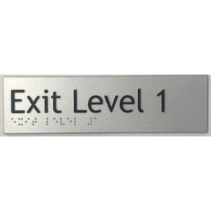 Exit Level 1 Braille Sign - Silver