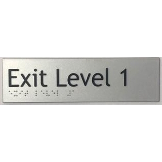 Exit Level 1 Braille Sign - Silver