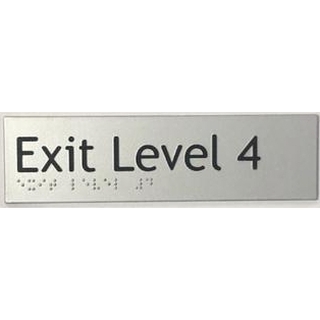 Exit Level Braille Sign - Silver