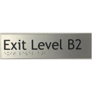 Exit Level Braille Sign - Silver