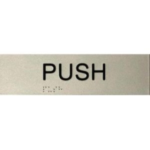 Push Braille Sign - Silver - Horizontal