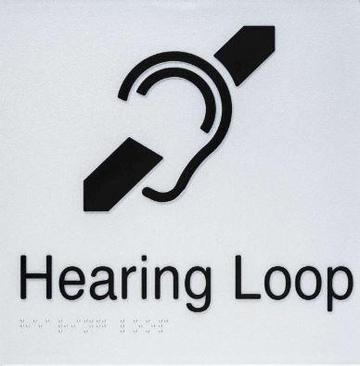 Hearing Loop Braille Sign - Silver