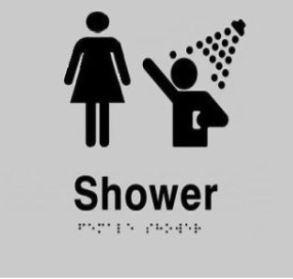 Shower Braille Sign - Blue/Silver