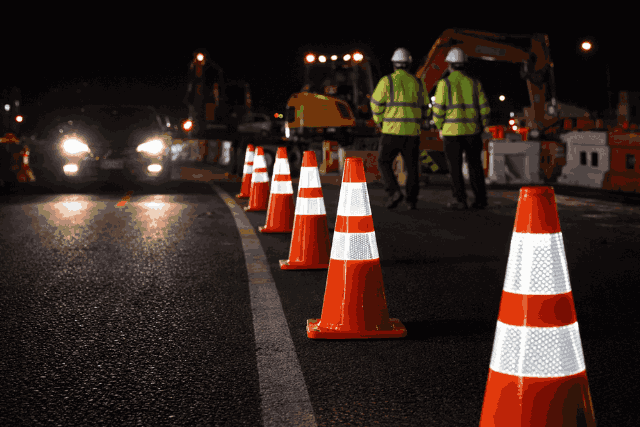 Civil Poducts WA Enhanced Night Safety with Reflective Traffic Cones