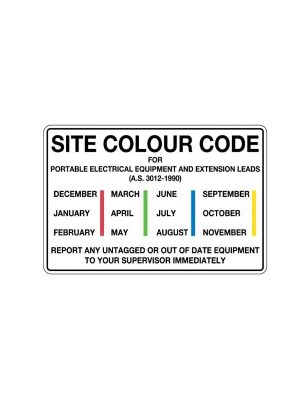 Site Colour Code For Portable Electrical Equipment Sign