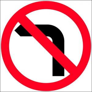 No Left Turn Picto Sign