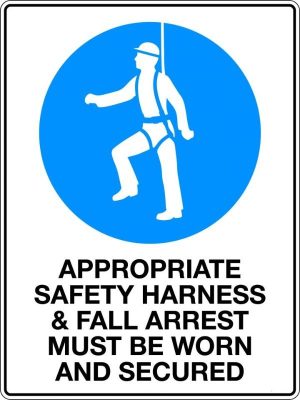 Mandatory Sign – Safety Harness and Fall Arrest Required