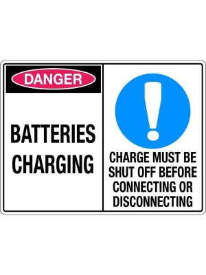 Batteries Charging Charge Must Be Shut Off Before Connecting Or Disconnecting sign