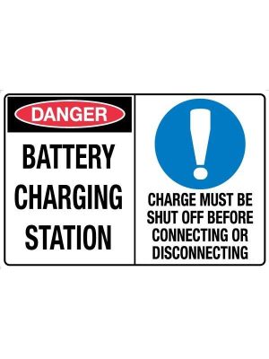 Danger Battery Charging Station Charge Must Be Shut Off Before Connecting or Disconnecting Sign