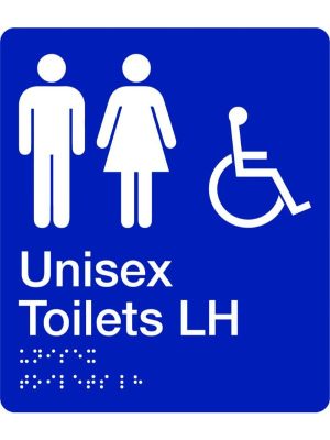 Braille – Unisex Accessible Toilets (Left Hand)