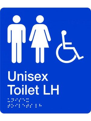 Braille – Unisex Accessible Toilet (Left Hand)