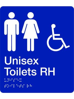 Braille – Unisex Accessible Toilet (Right Hand)