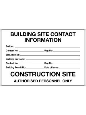 Building Site Contact Information Sign
