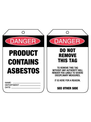 Card Tags Danger Product Contains Asbestos