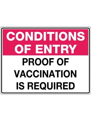 Conditions of Entry, Proof of Vaccine Required