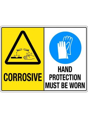 Corrosive or Hand Protection Must Be Worn sign