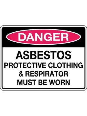 Danger Asbestos Protective Clothing and Respirator must be Worn sign