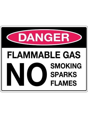 Danger Flammable Gas No Smoking Sparks Flames Sign
