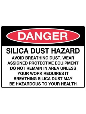 Danger Silica Dust Hazard Avoid Breathing etc sign