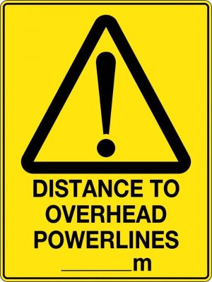 Distance to overhead powerlines sign