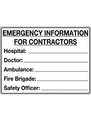 Emergency Information For Contractors