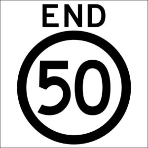 End 50km Sign
