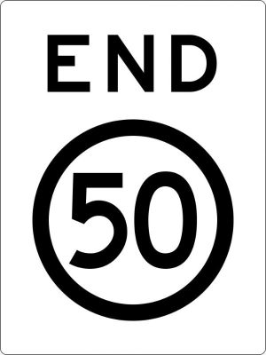 End 50km Sign
