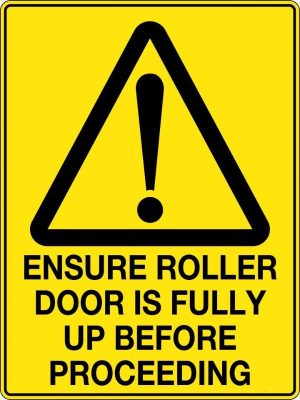Ensure Roller Door is fully up before proceeding