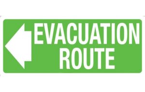 Evacuation Route with left arrow Sign