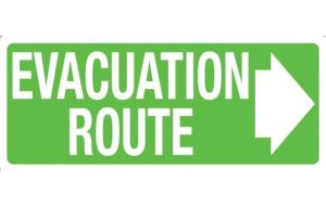 Evacuation Route with right arrow Sign