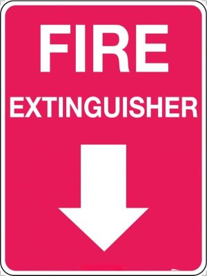 Fire Extinguisher Arrow Down Sign | Civil Products WA