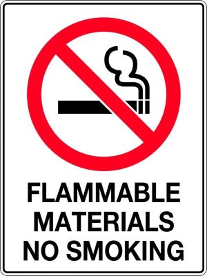 Prohibition Sign – Flammable Materials No Smoking